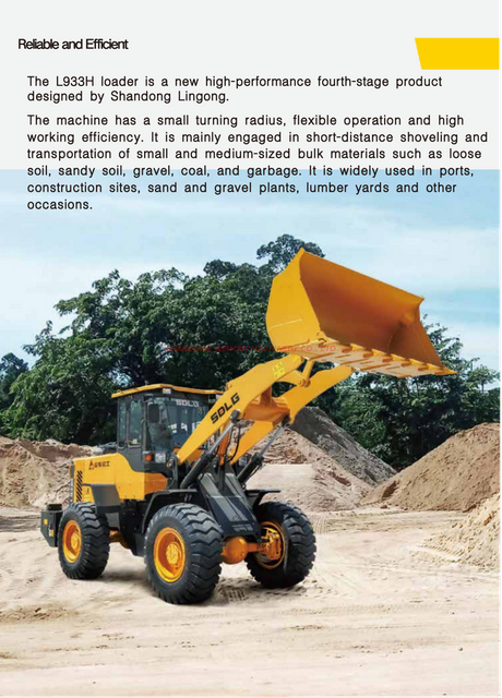 L033HY4214A29A0 SDLG L933H Wheel Loader with 92KW YCA05125-T402 Engine