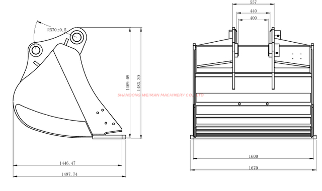 26181036061 2.0m&sup3; Excavator Bucket(Rock) for SDLG E6350H Excavator